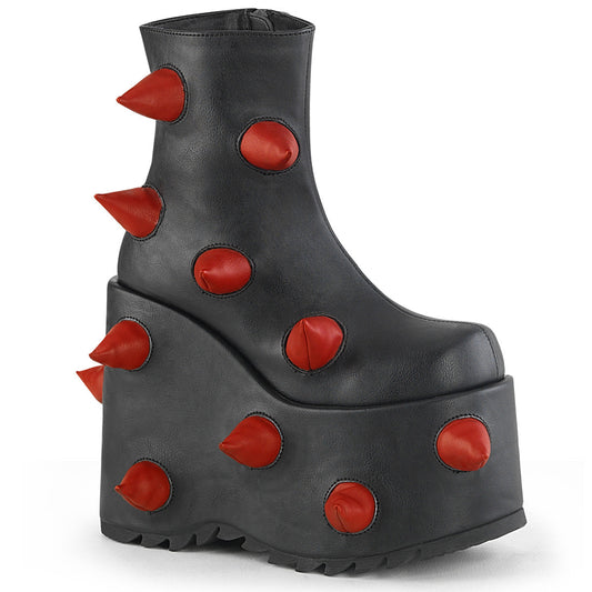 Demonia Cult Everyday - "Slay-77" Boots - Black-Red Vegan Leather