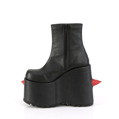 Demonia Cult Everyday - "Slay-77" Boots - Black-Red Vegan Leather