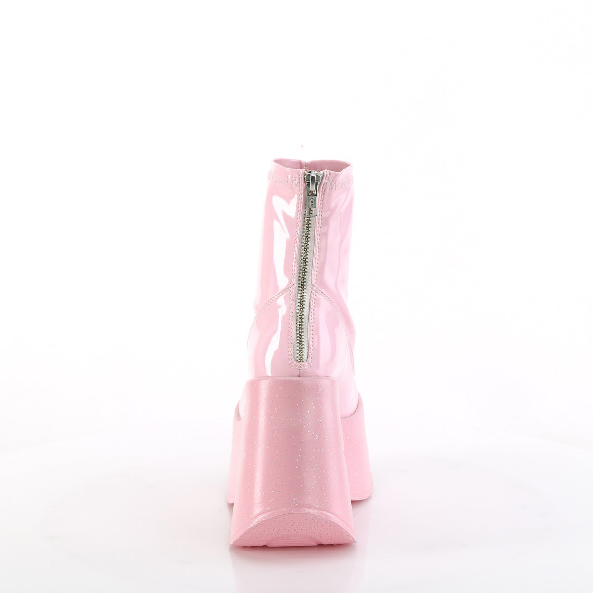 Demonia Cult Top Pick - "Dynamite-100" Boots - Baby Pink Stretch Holo