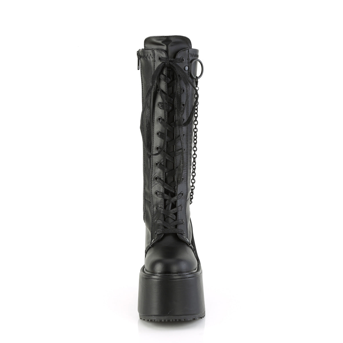 Demonia Cult Deals - "Swing-150" Boots - Black Stretch Vegan Leather