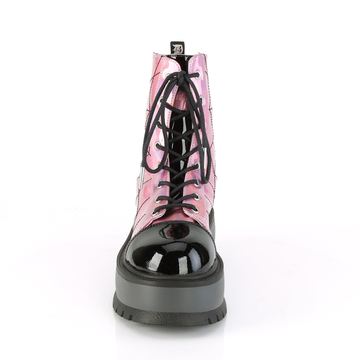 Demonia Cult Everyday - "Slacker-88" Boots - Pink Hologram-Black Patent