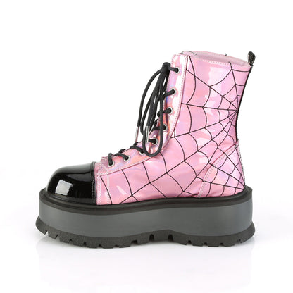 Demonia Cult Everyday - "Slacker-88" Boots - Pink Hologram-Black Patent
