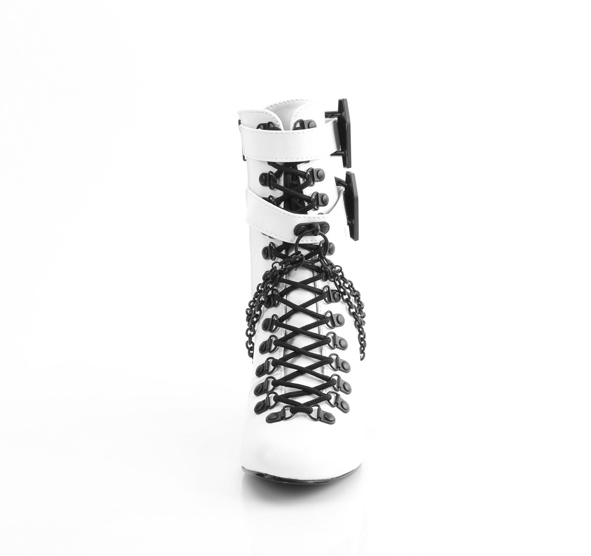 Demonia Cult Signature - "Vivika-128" Boots - White Vegan Leather