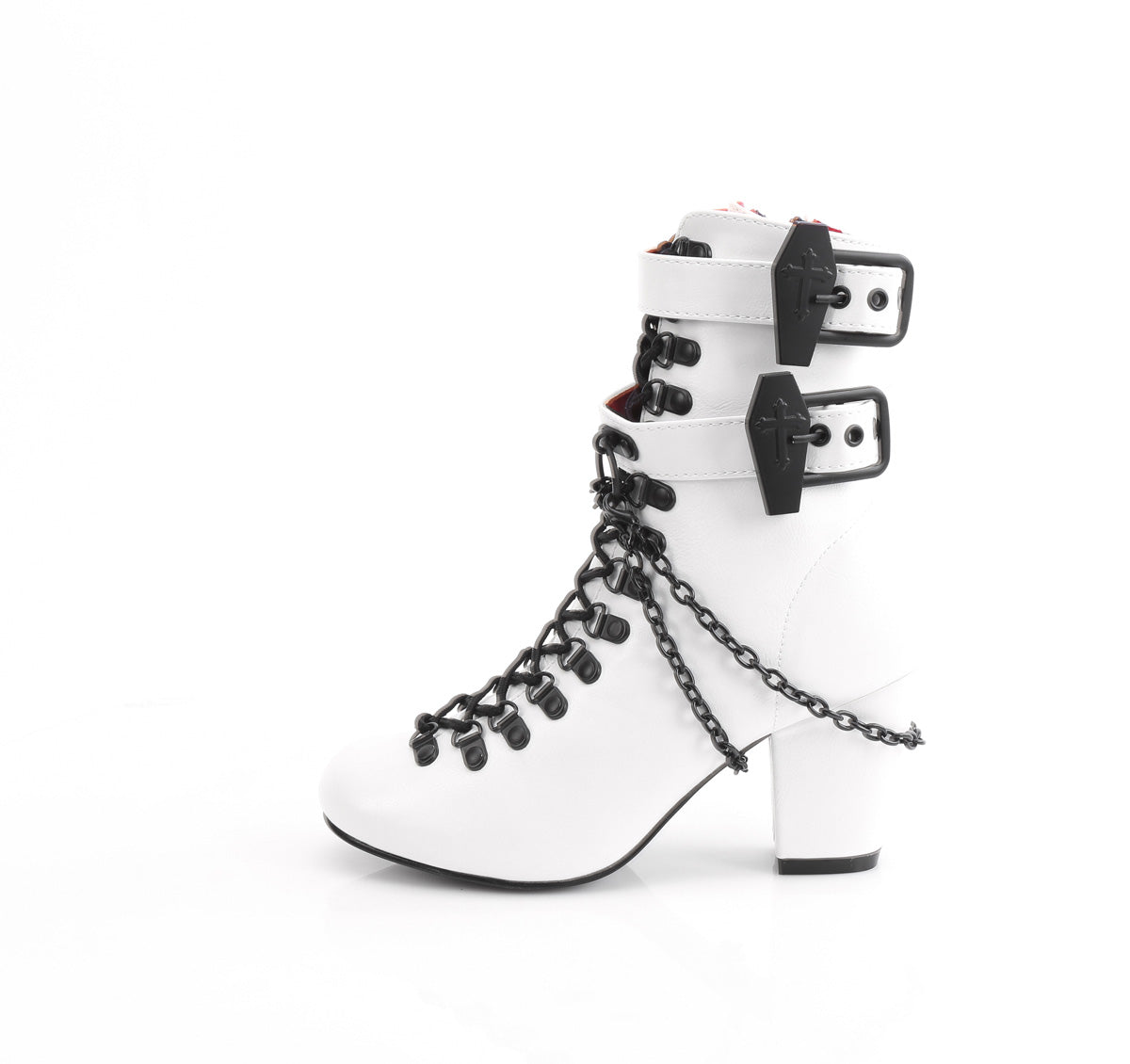 Demonia Cult Signature - "Vivika-128" Boots - White Vegan Leather