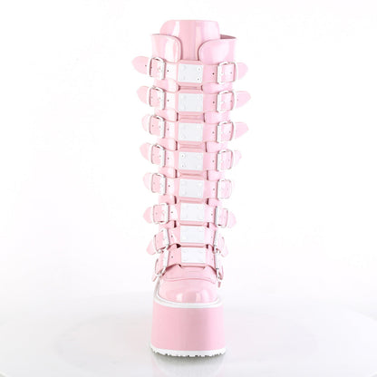 Demonia Cult Signature - "Damned-318" Boots - Baby Pink Holo Patent
