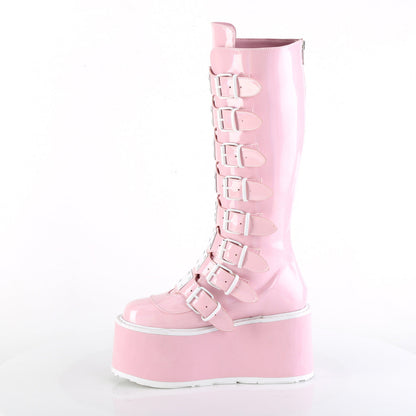 Demonia Cult Signature - "Damned-318" Boots - Baby Pink Holo Patent