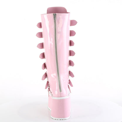 Demonia Cult Signature - "Damned-318" Boots - Baby Pink Holo Patent