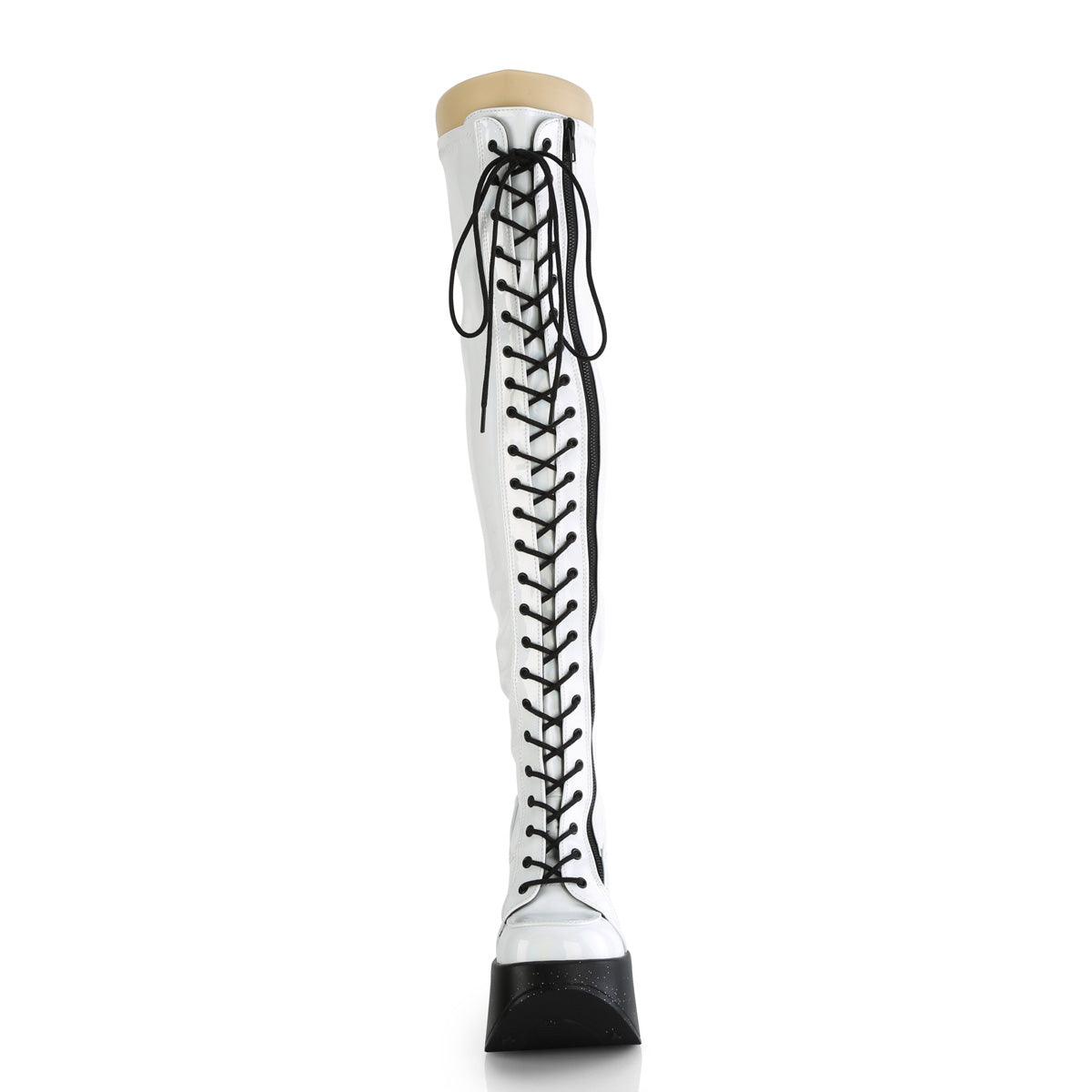Demonia Cult Latest - "Dynamite-300" Boots - White Stretch Holo