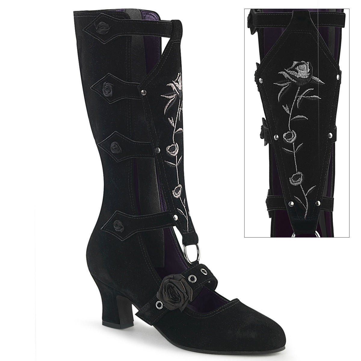 Demonia Cult Customer Favorite - "Whimsy-118" Boots - Black Vegan Suede