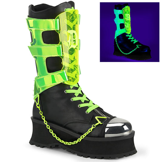 Demonia Cult Recommended - "Gravedigger-255" Boots - Black Vegan Leather
