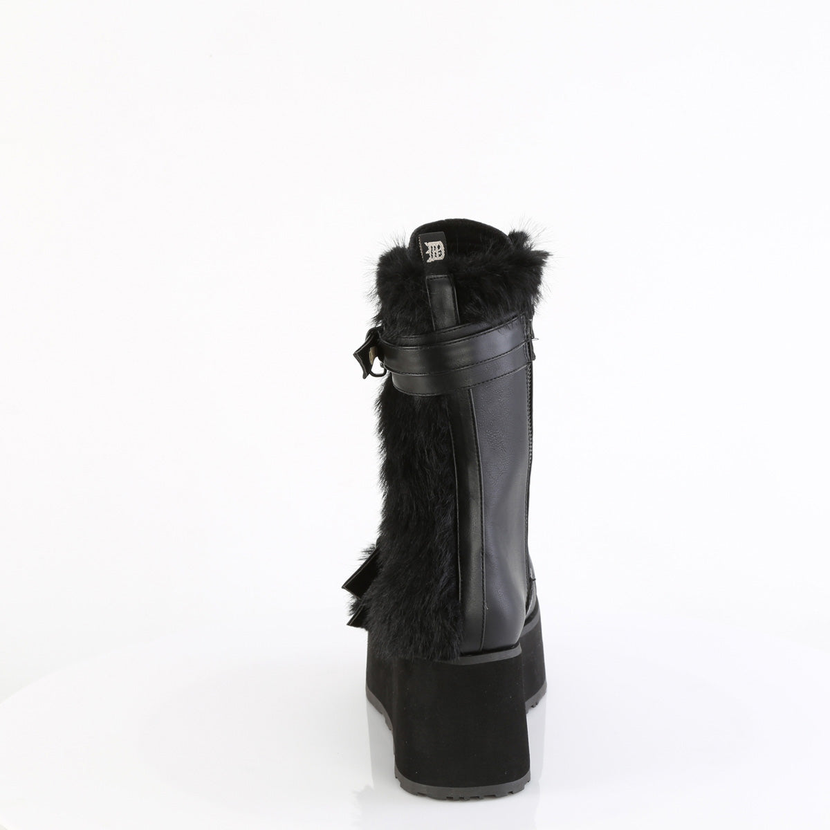 Demonia Cult Essential - "Trashville-218" Boots - Black Vegan Leather-Faux Fur