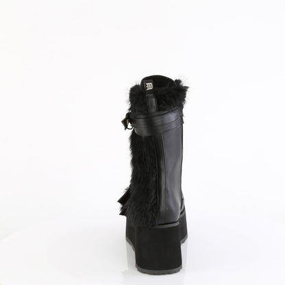 Demonia Cult Essential - "Trashville-218" Boots - Black Vegan Leather-Faux Fur