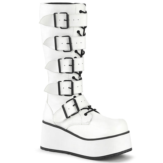 Demonia Cult Trusted - "Trashville-518" Boots - White Vegan Leather
