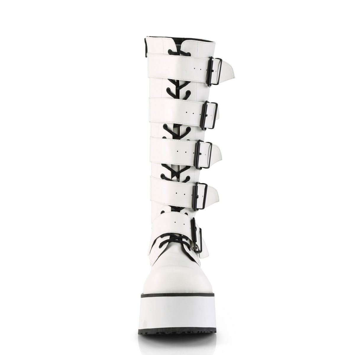 Demonia Cult Trusted - "Trashville-518" Boots - White Vegan Leather