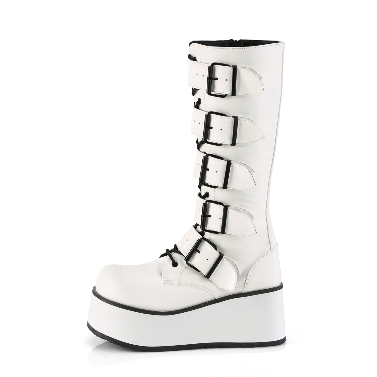 Demonia Cult Trusted - "Trashville-518" Boots - White Vegan Leather