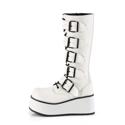 Demonia Cult Trusted - "Trashville-518" Boots - White Vegan Leather