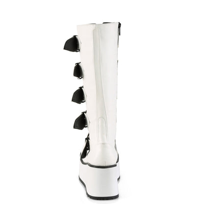 Demonia Cult Trusted - "Trashville-518" Boots - White Vegan Leather