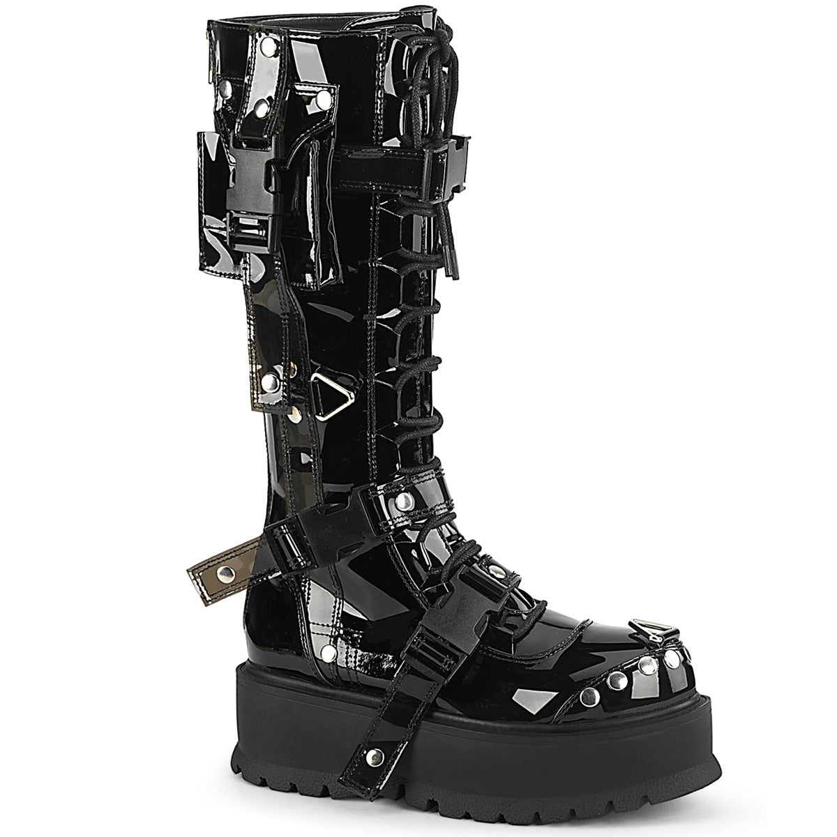 Demonia Cult Exclusive - "Slacker-260" Boots - Black Patent