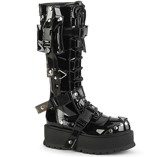 Demonia Cult Exclusive - "Slacker-260" Boots - Black Patent