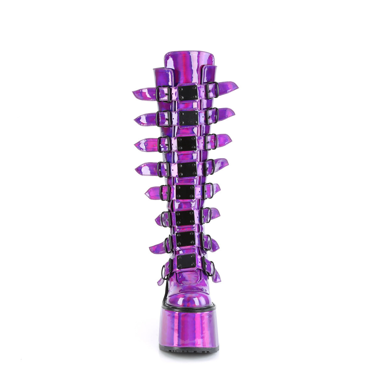 Demonia Cult Sale - "Swing-815" Boots - Purple Holographic Patent