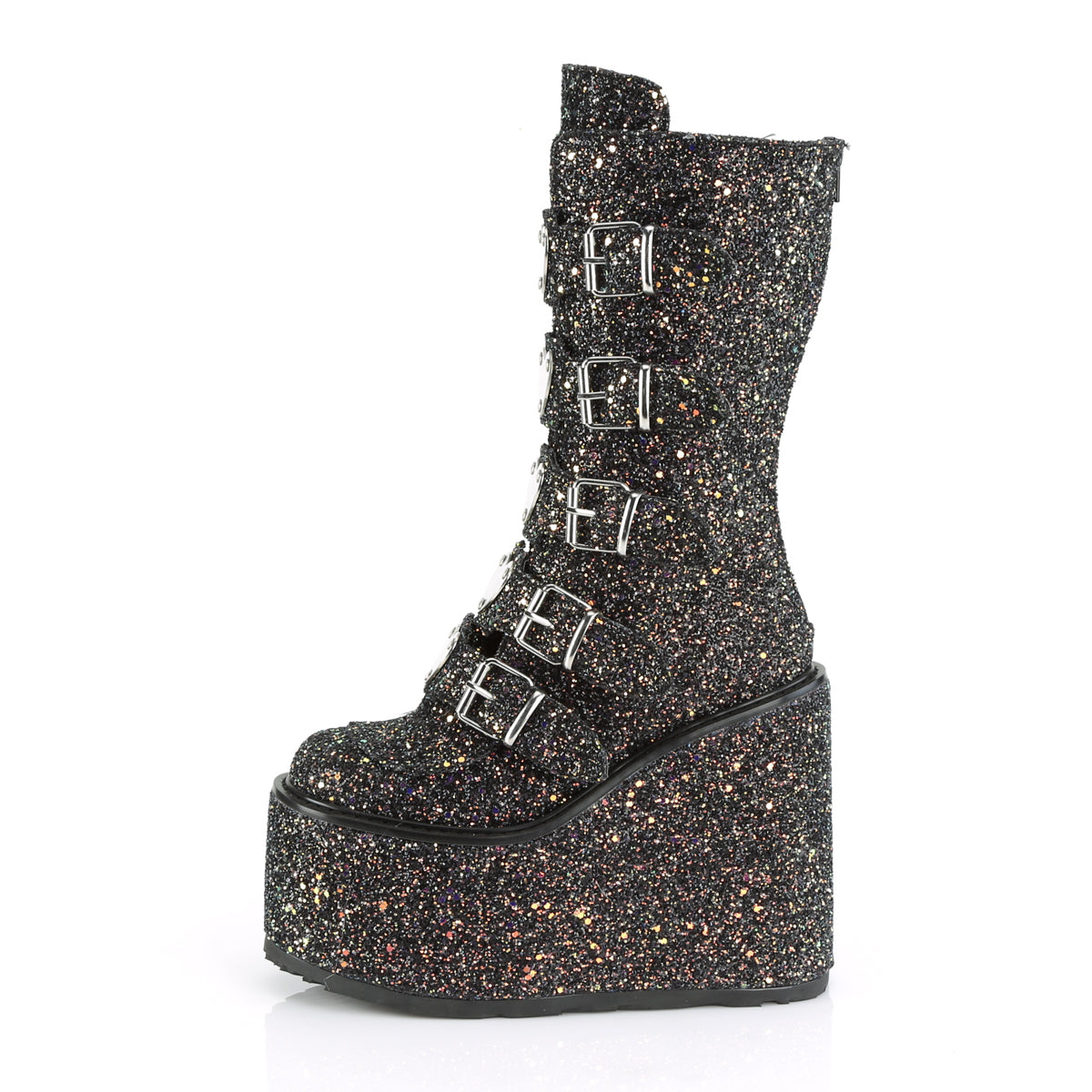 Demonia Cult Top Pick - "Swing-230G" Boots - Black Multi Glitter