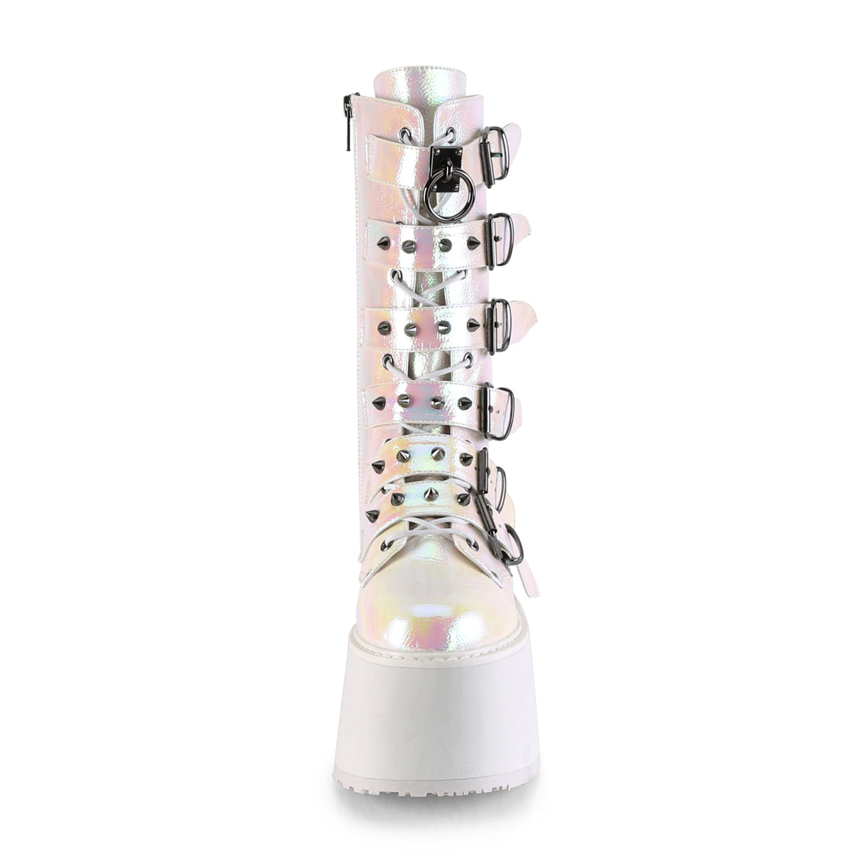 Demonia Cult Signature - "Damned-225" Boots - Pearl Iridescent Vegan Leather