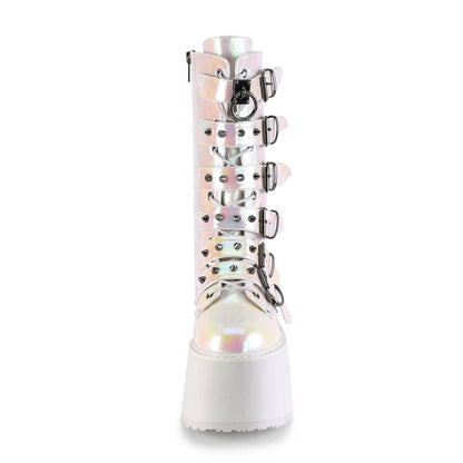 Demonia Cult Signature - "Damned-225" Boots - Pearl Iridescent Vegan Leather