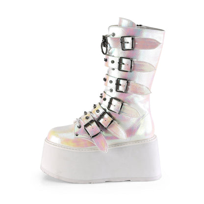 Demonia Cult Signature - "Damned-225" Boots - Pearl Iridescent Vegan Leather