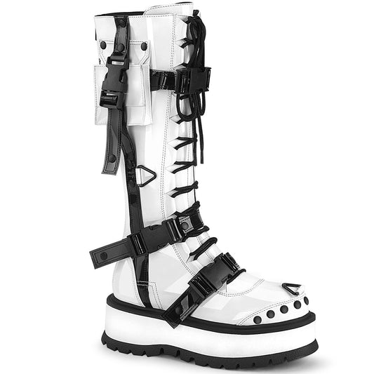Demonia Cult Recommended - "Slacker-260" Boots - White Patent