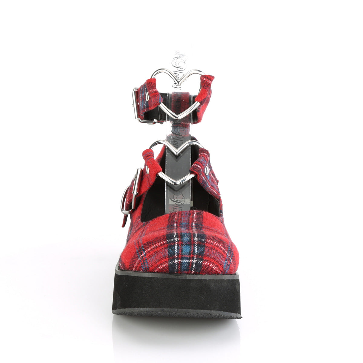 Demonia Cult Latest - "Sprite-02" Platforms - Red Plaid Fabric