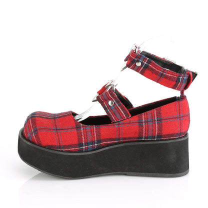Demonia Cult Latest - "Sprite-02" Platforms - Red Plaid Fabric