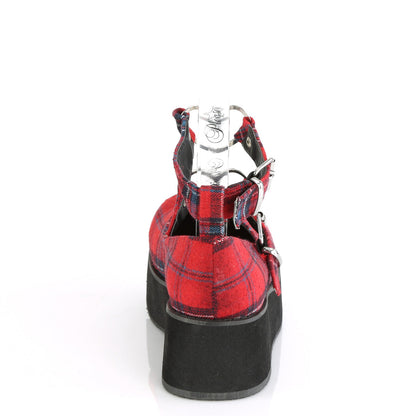 Demonia Cult Latest - "Sprite-02" Platforms - Red Plaid Fabric