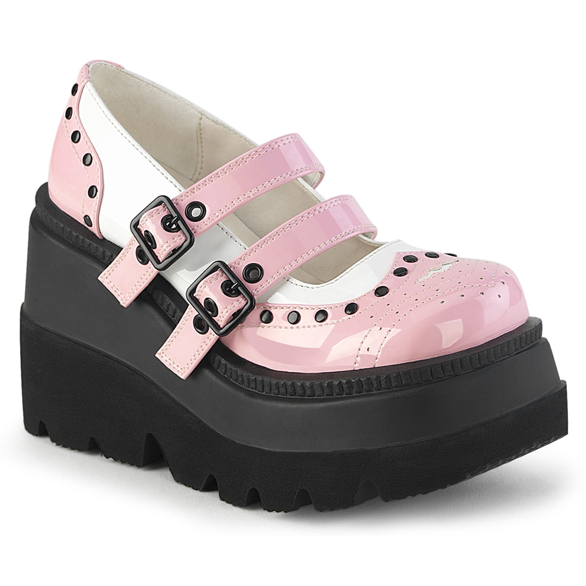 Demonia Cult Special Offer - "Shaker-27" Platforms - Baby Pink-White Patent