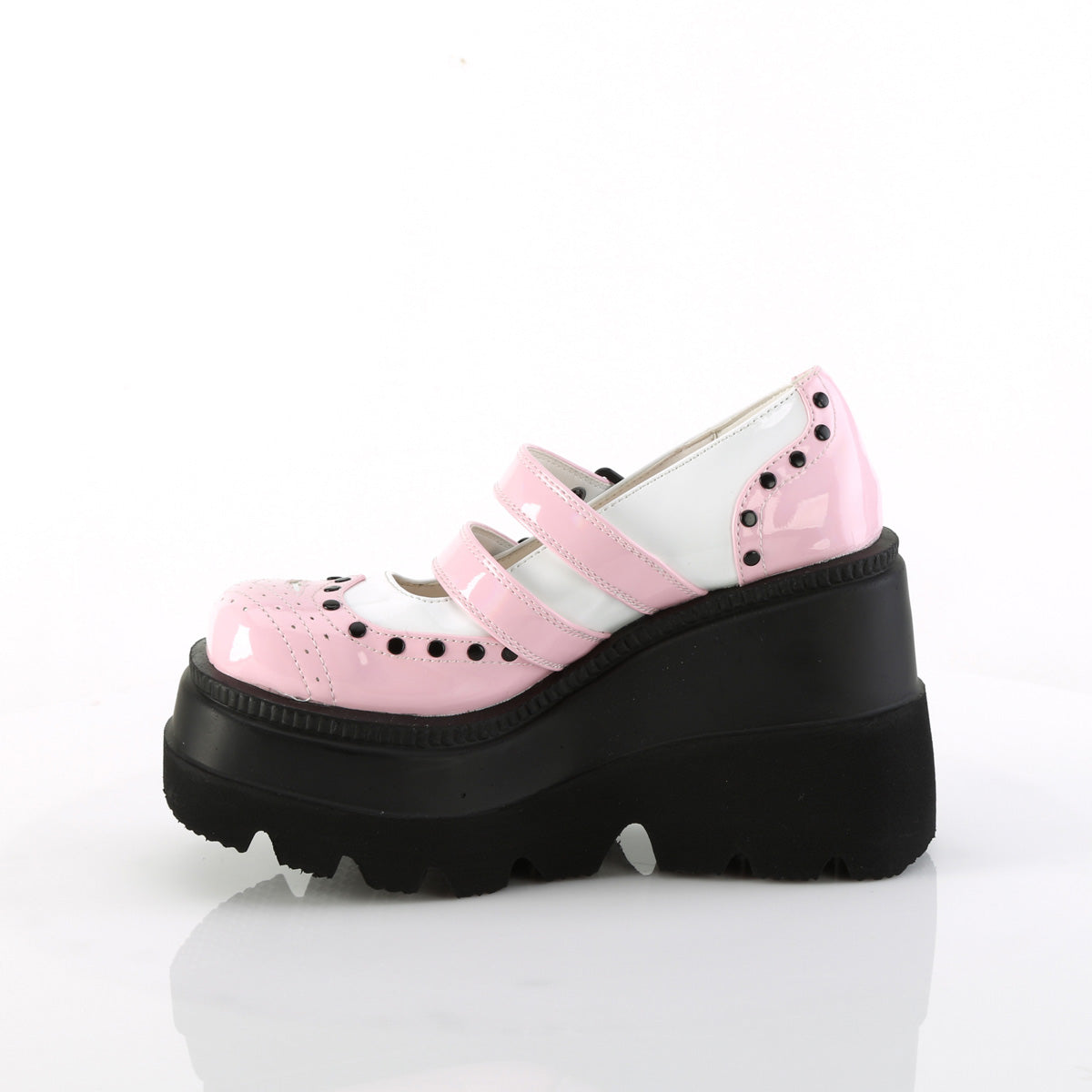 Demonia Cult Special Offer - "Shaker-27" Platforms - Baby Pink-White Patent