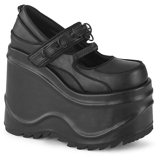 Demonia Cult Great Value - "Wave-48" Pumps - Black Vegan Leather