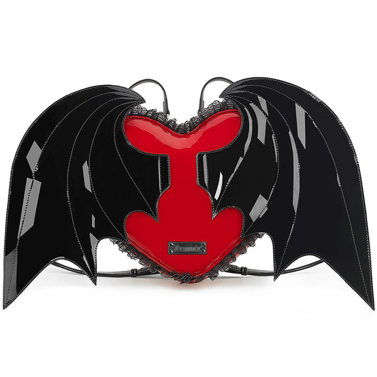 Demonia Cult Deals - Patent Heart Batwing Backpack