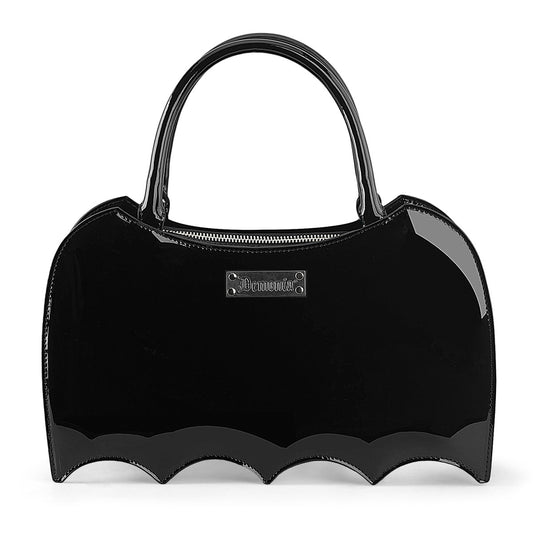 Demonia Cult Latest - Patent Bat Shaped Handbag