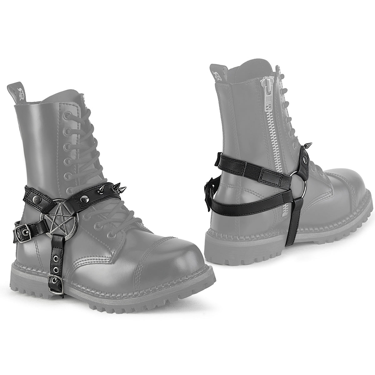 Demonia Cult Classic - Pentagram Boot Harness (Pair)