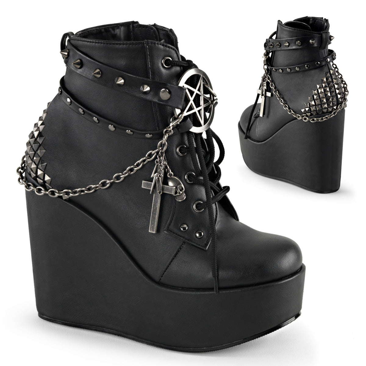 Demonia Cult Exclusive - "Poison-101" Boots - Black Vegan Leather