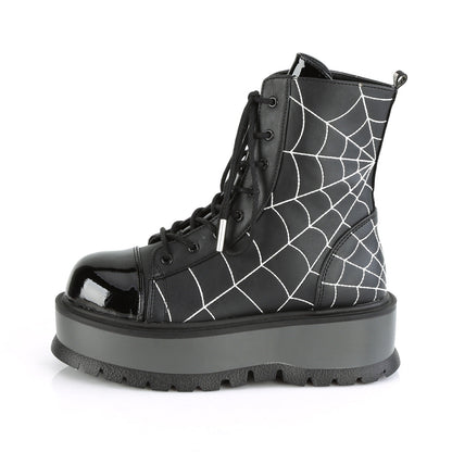 Demonia Cult Best Price - "Slacker-88" Boots - Black Vegan Leather- Patent
