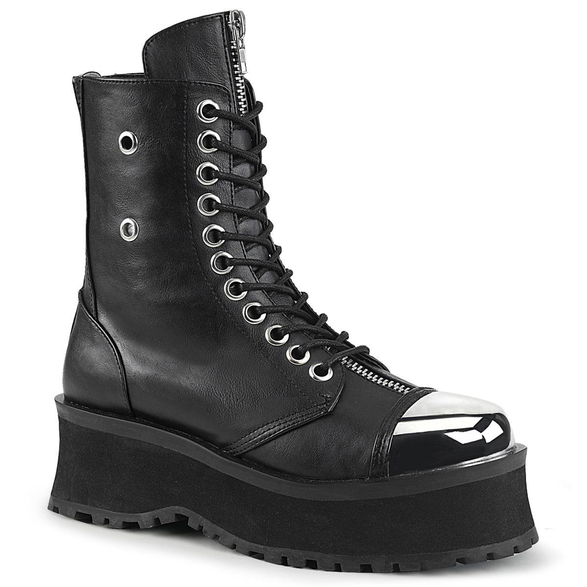 Demonia Cult Value - "Gravedigger-10" Boots - Black Vegan Leather