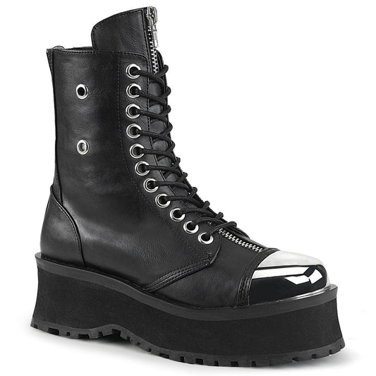 Demonia Cult Value - "Gravedigger-10" Boots - Black Vegan Leather