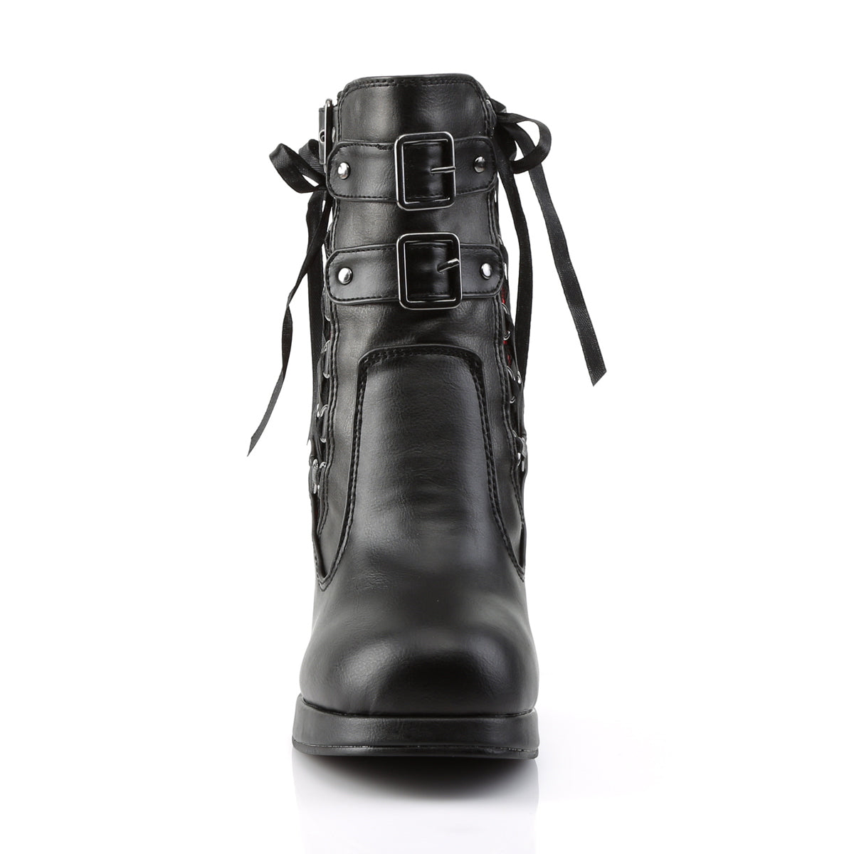 Demonia Cult Special Offer - "Crypto-51" Boots - Black-Red Lace Vegan Leather
