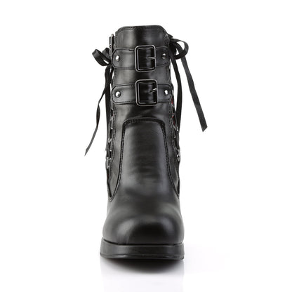 Demonia Cult Special Offer - "Crypto-51" Boots - Black-Red Lace Vegan Leather