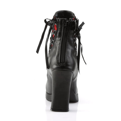 Demonia Cult Special Offer - "Crypto-51" Boots - Black-Red Lace Vegan Leather