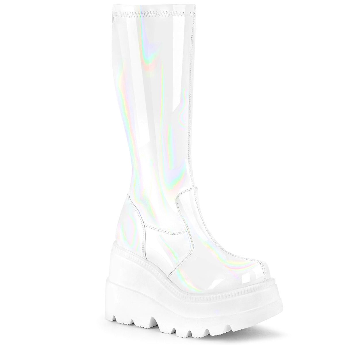 Demonia Cult Latest - "Shaker-65" Boots - White Hologram