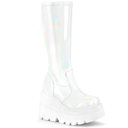 Demonia Cult Latest - "Shaker-65" Boots - White Hologram