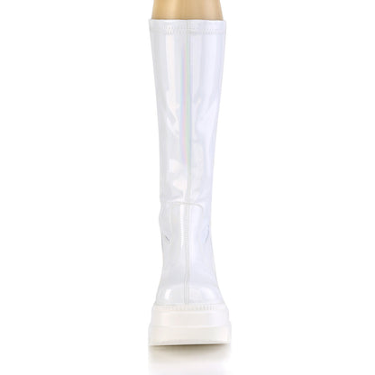 Demonia Cult Latest - "Shaker-65" Boots - White Hologram