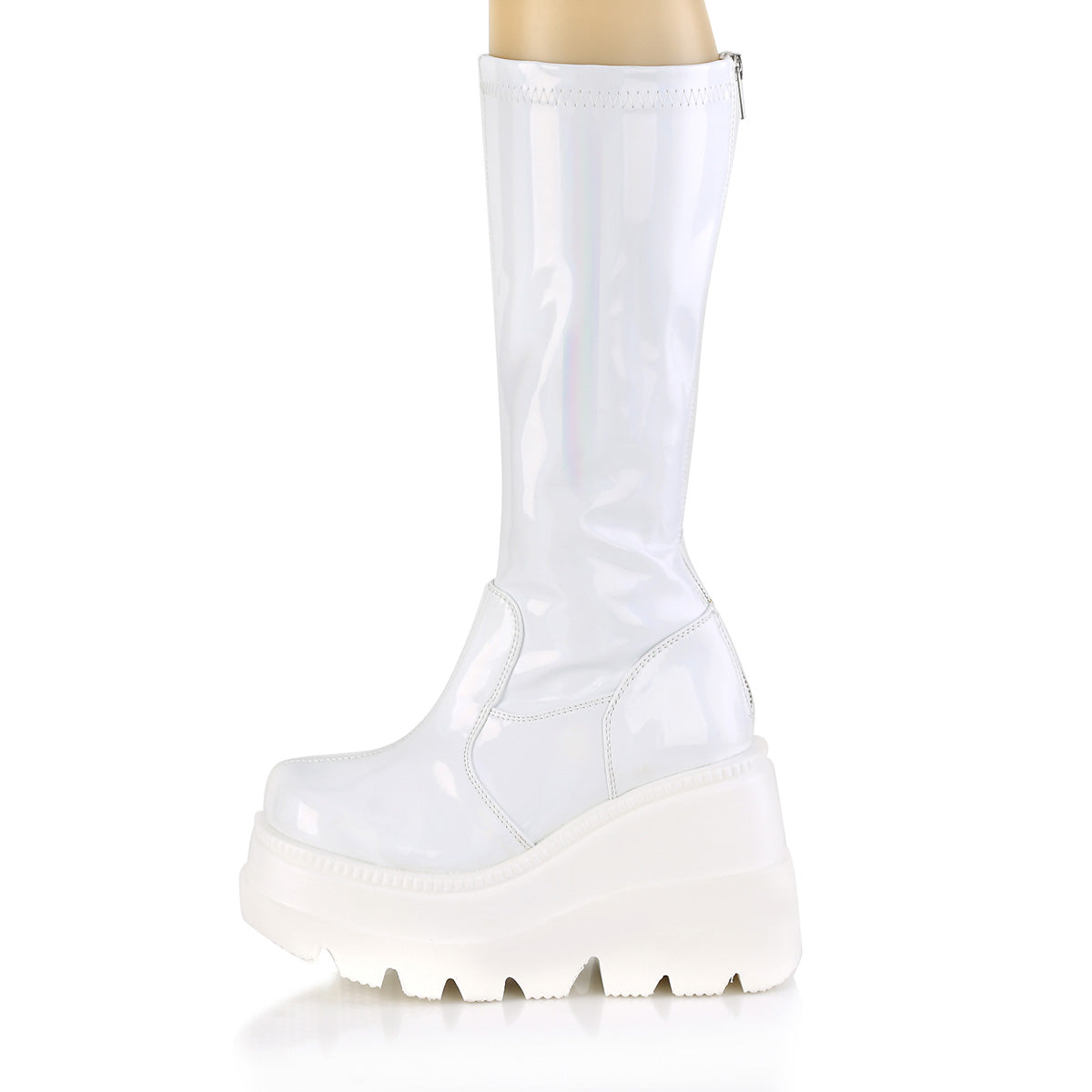 Demonia Cult Latest - "Shaker-65" Boots - White Hologram