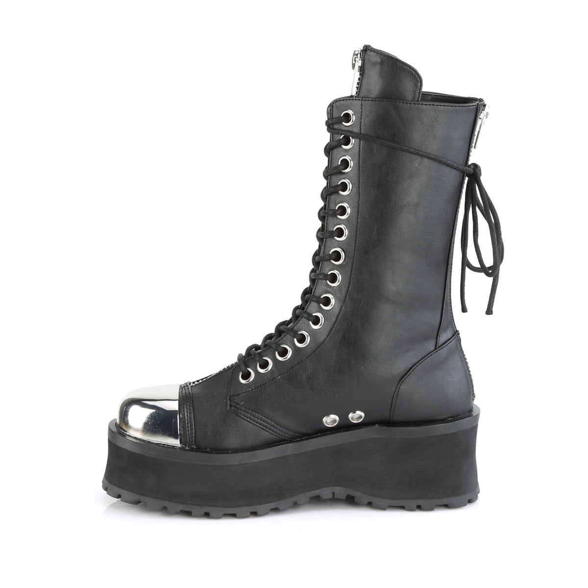 Demonia Cult Trusted - "Gravedigger-14" Platforms - Black Vegan Leather